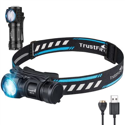 TrustFire Headlamp, MC12 1000 Lumen Headlamp Rechargeable IPX8 Waterproof Head Lamp with 5 Modes Multi-Function LED Headlight for Hiking Outdoor Camping Gear