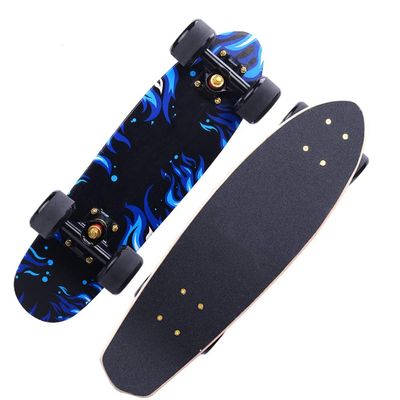 Skateboard Small Fish Board Beginner Adult Boys and Girls Skateboard with Colorful Flashing Wheels Adult Travel Four-Wheeled Scooter, Complete 22 Inch Cruiser Skateboard (Color : A)