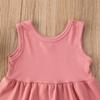 Baby Girl Summer Solid Outfit Set Todler Girls Sleeveless Ruffle Top+Ribbed Shorts Little Girl 2 Piece Clothes Set (A-Pink, 2-3T) view 4