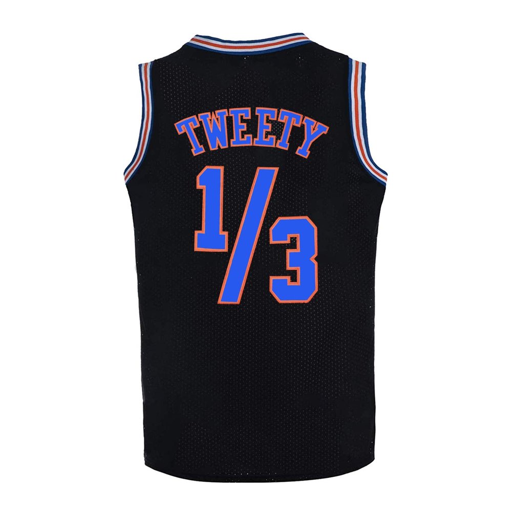 BOROLIN Youth Basketball Jersey 1/3 Tweety Space Jerseys 90S Shirts (Black, Large)