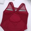Mufeng Kids Girls Mesh Splice Criss Cross Cutouts Back Dance Leotard Gymnastics Ballet Athletic Tops Dancewear Burgundy 10 view 2
