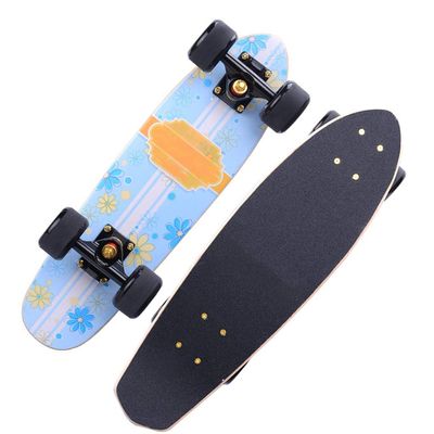 Skateboard Small Fish Board Beginner Adult Boys and Girls Skateboard with Colorful Flashing Wheels Adult Travel Four-Wheeled Scooter, Complete 22 Inch Cruiser Skateboard (Color : B)