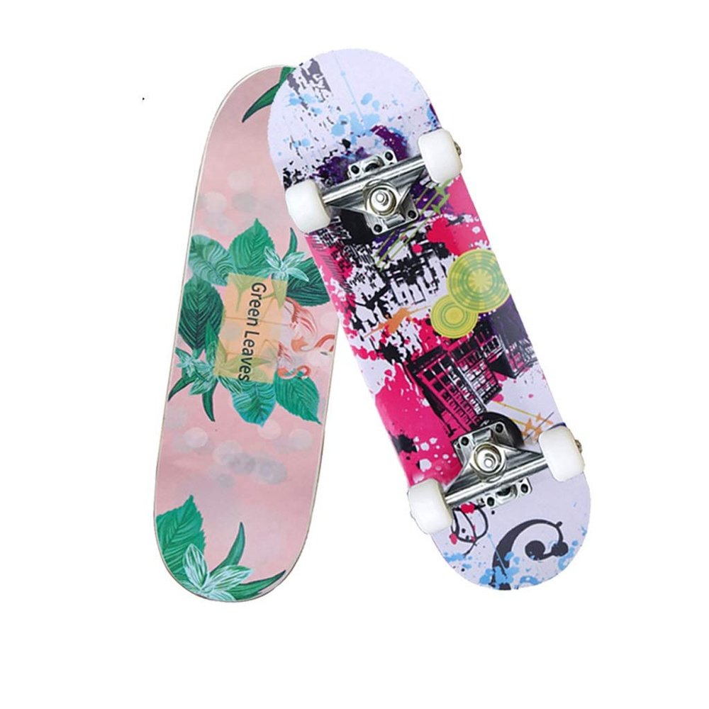 TXTC Skateboard Deck Professional Four-Wheeled Skateboard Maple Deck Street Dance Longboard Skateboard with with 9 Lays Maple Deck for Beginners Starter Kids Boys Girls Teenager (Color : B)