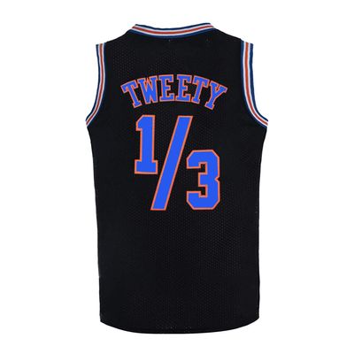 BOROLIN Youth Basketball Jersey 1/3 Tweety Space Jerseys 90S Shirts (Black, Medium)