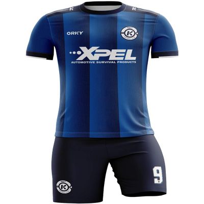 ORKY Boy Soccer Jersey Men Team Uniform Kids Customize Name Number Logo Football Short Long Sleeve Girl Soccer Shirt (Dark Blue 4XS)