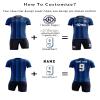 ORKY Boy Soccer Jersey Men Team Uniform Kids Customize Name Number Logo Football Short Long Sleeve Girl Soccer Shirt (Dark Blue 4XS) view 3