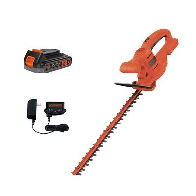 BLACK+DECKER 20V MAX Hedge Trimmer Kit, 18-Inch (LHT218D1AEV) , Orange