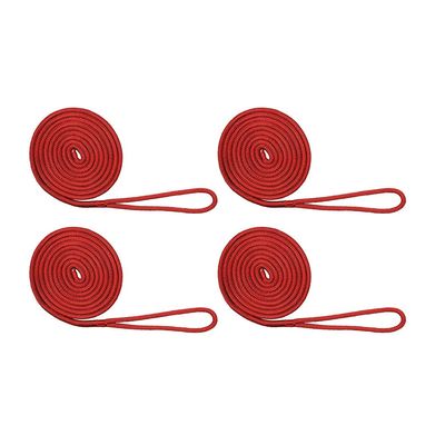 Extreme Max 3006.3008 BoatTector Double Braid Nylon Dock Line Value 4-Pack - 3/8" x 15', Red