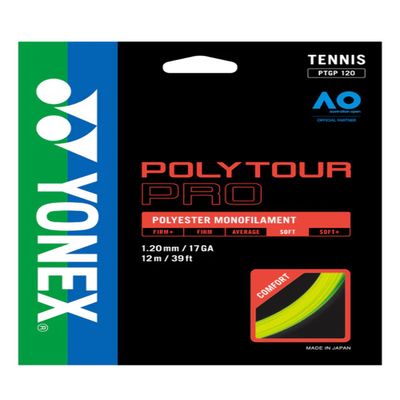 YONEX Polytour Pro 120 17 Gauge Polyester Tennis String Set (Flash Yellow)