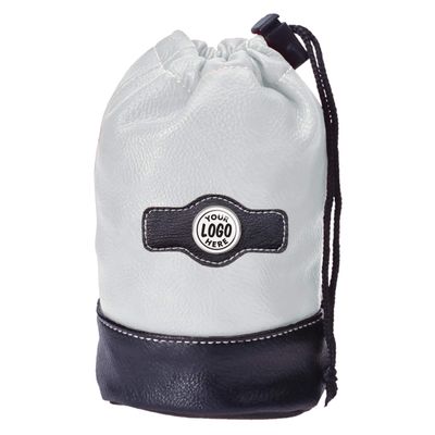 Clip Wipes Golf Pouch Custom Logo | Personalized Logo Drawstring Golf Valuables Pouch (White)