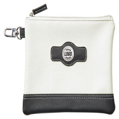 Clip Wipes Golf Pouch Custom Logo | Personalized Logo Zipper Golf Accessories Pouch (White)