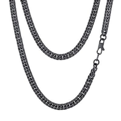 FindChic 24'' 6mm Black Chain for Men Double Tight Curb Chains Hip Hop Cuban Link