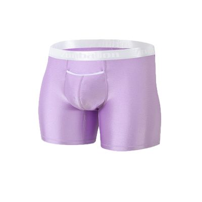 ZONBAILON Men's Big and Tall Boxer Briefs Underwear with Bulge Enhancing Pouch No Ride up Long Leg Underpants for Men Pack 2XL XXL 44 46 Purple