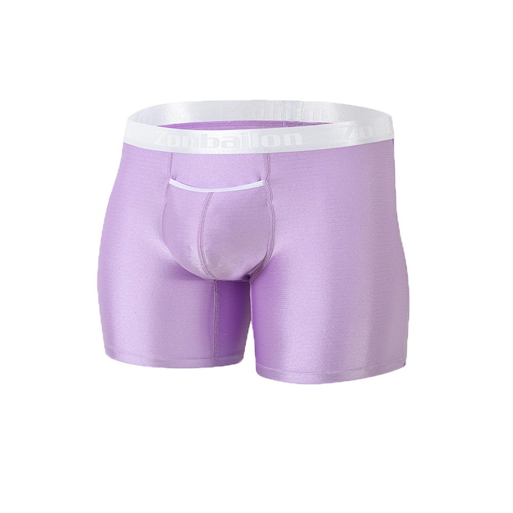 ZONBAILON Men's Big and Tall Boxer Briefs Underwear with Bulge Enhancing Pouch No Ride up Long Leg Underpants for Men Pack 2XL XXL 44 46 Purple