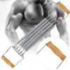 Keenso Chest Expander,Wooden Handle 5 Removable Spring Chest Expander for Men Home Gym Workout view 2