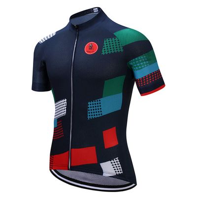 PSPORT Plaid Men's Cycling Jersey Short Sleeve Bike Shirts Road Cycling Shirts Mountain Bicycle Tops with 3 Pocket Reflective