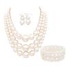 A-White Chunky Faux Pearl Necklace and Earring Set - Large Costume Jewelry for Women - 1920s Gatsby Accessories view 1