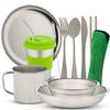 Stainless steel tableware mass kit (Green) view 1