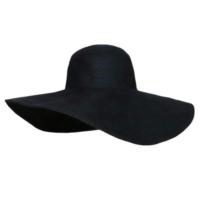 1 PK Black Summer Wide Brim Beach Straw Sun Hat Women's Floppy Packable UPF Sun Hats
