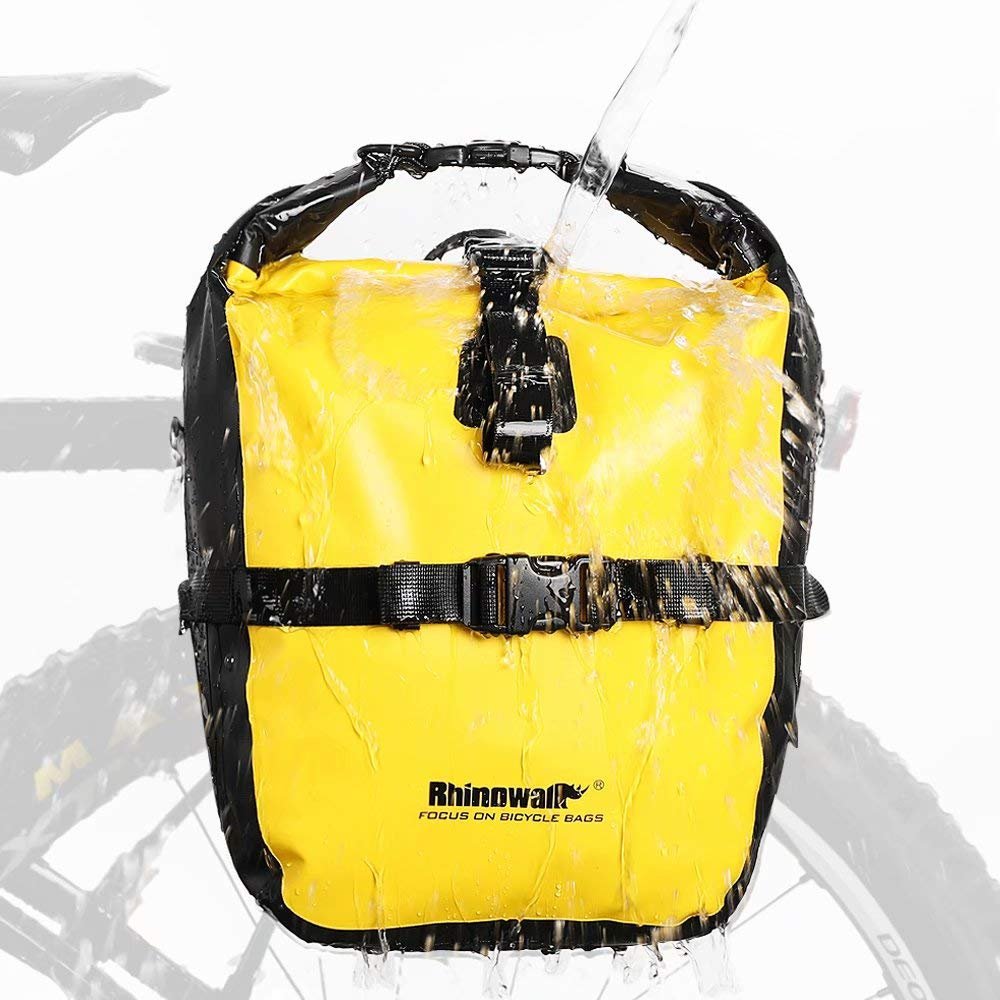 Rhinowalk 20L Bike Bag Waterproof Bicycle Pannier Rear Seat Bag for Cycling Bicycling Traveling Riding, Yellow