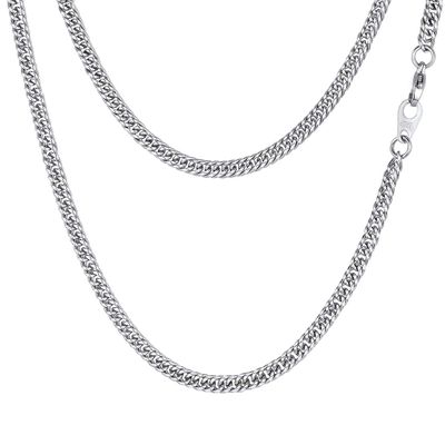 FindChic Cuban Chain Necklace Stainless Steel Double Tight Curb Link Chain Necklace for Men/Women 3MM 24''