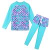 TFJH E 2PCS Girls Long Sleeve Swimsuits Rashguard Sets Swimming Dress Skirt UPF 50 + Scale Cyan 10A view 1