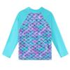 TFJH E 2PCS Girls Long Sleeve Swimsuits Rashguard Sets Swimming Dress Skirt UPF 50 + Scale Cyan 10A view 2