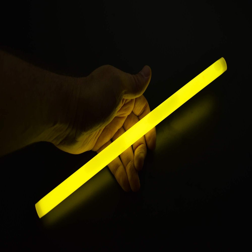 DirectGlow Yellow Bulk Glow in the Dark 10ct 12 inch Jumbo Glow Sticks for Glow Party Birthday Festivals Wedding Camping