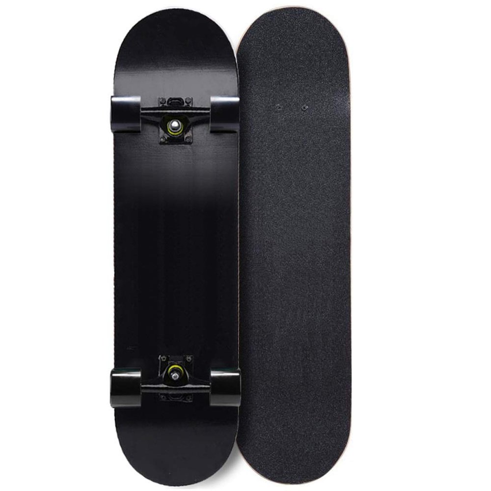 TXTC Standard Skateboards for Kids Boys Girls Youths Beginners Starter-Complete Longboard 7 Layer Maple Pro Cruiser,Black Skateboard (Color : E)