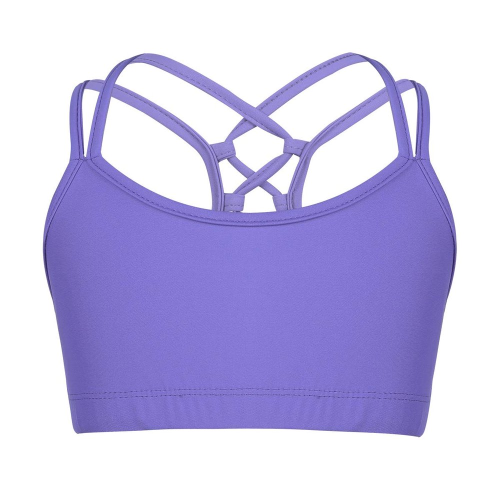 QinCiao Girls Criss-Cross Back Sports Bra Crop Tops Training Bra Yoga Active Gymnastics Ballet Dance Undershirt Lavender 6