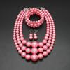 A-Pink Chunky Pearl Necklace and Earring Set - Large Faux Pearls Gatsby Costume Accessories view 2