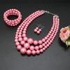 A-Pink Chunky Pearl Necklace and Earring Set - Large Faux Pearls Gatsby Costume Accessories view 3