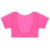 QinCiao Women's Short Sleeve Mesh See Through Open Bust Belly Dance Crop Top T-Shirt Hot Pink One Size view 1