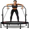 RAVS Mini Trampoline for Kids Adults 40"/48" Foldable Fitness Rebounder Kids Trampoline with 5 Levels Height Adjustable Handle Resistance Bands Indoor Workout view 1