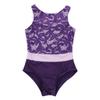 Aislor Kids Big Girls Floral Lace Ballet Dance Leotard Athletic Gymnastics Sports Unitard Dancewear Purple 5-6X view 3