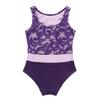 Aislor Kids Big Girls Floral Lace Ballet Dance Leotard Athletic Gymnastics Sports Unitard Dancewear Purple 5-6X view 4