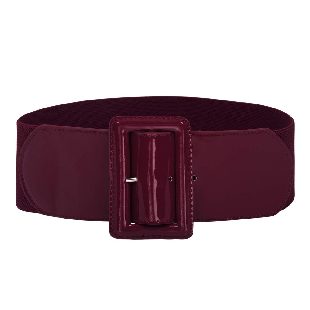 GRACE KARIN PU Leather Elastic Wide Belt for Women Stretch Thick Waist Belt for Dress Wine Size M