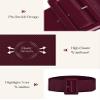 GRACE KARIN PU Leather Elastic Wide Belt for Women Stretch Thick Waist Belt for Dress Wine Size M view 2