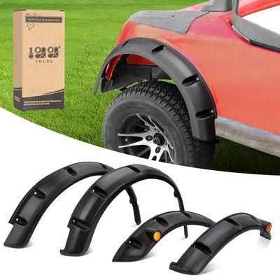 10L0L Golf Cart Front Rear Fender Flares for EZGO RXV 2008-2015 Gas & Electric, with Stainless Steel Screws, Set of 4(Not fit modified models)