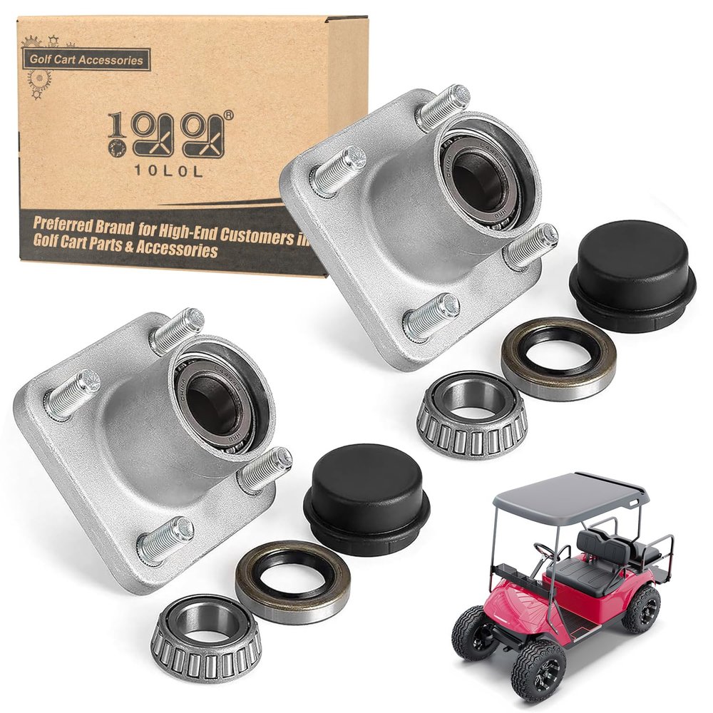 10L0L 2023 Upgraded Wheel Hub Assembly for 2001.5-2013 EZGO TXT, Shuttle, Workhorse, ST Series Gas & Electric Golf Cart, with Bearing Races & Cap, OEM# 70895-G01 70895G01, Set of 2