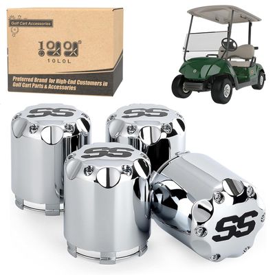 10L0L Universal Golf Cart SS Wheel Center Cap Cover for Yamaha, EZGO, Club Car, 4 PCS (Chrome)