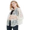 Anna-Kaci Womens Long Embroidered Lace Kimono Cardigan with Half Sleeves, Beige, One Size view 3