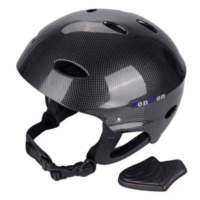 Tontron Adult Whitewater Kayaking Canoeing Watersports Helmet (Gloss Black Fiber Forest, Large)