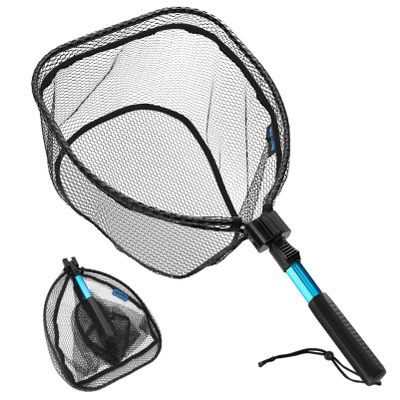 Collapsible Telescopic Pole Fishing Net - Folding Extend Rubber Coated Freshwater Saltwater Landing Net for Trout Bass Steelhead Salmon Kayak (SD-139XXS(64CM))