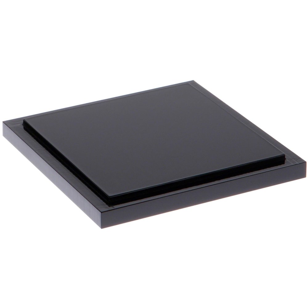 Plymor Black Acrylic Square Display Base, 4.625" W x 4.625" D x 0.4375" H, Pack of 3