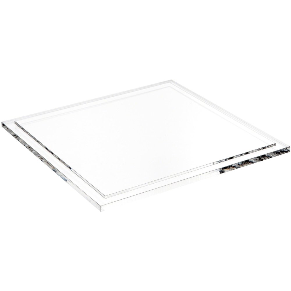 Plymor Clear Acrylic Square Display Base, 8.625" W x 8.625" D x 0.3125" H, Pack of 2