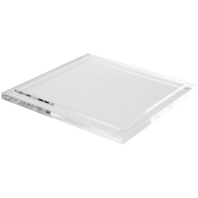 Plymor Clear Acrylic Square Display Base, 6.625" W x 6.625" D x 0.3125" H, Pack of 3