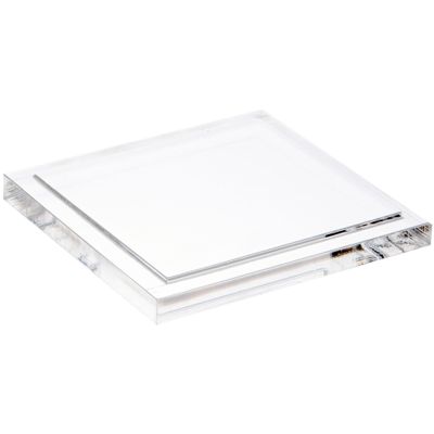Plymor Clear Acrylic Square Display Base, 4.625" W x 4.625" D x 0.3125" H, Pack of 2