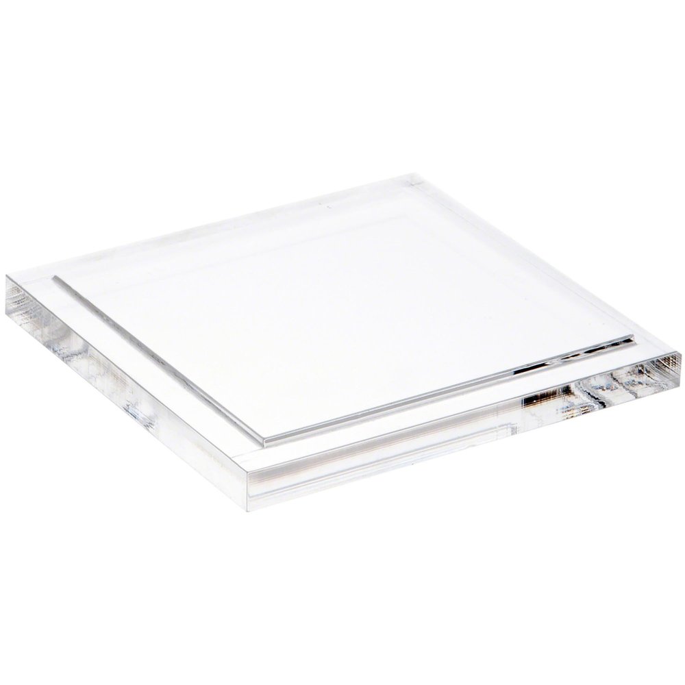 Plymor Clear Acrylic Square Display Base, 4.625" W x 4.625" D x 0.3125" H, Pack of 2