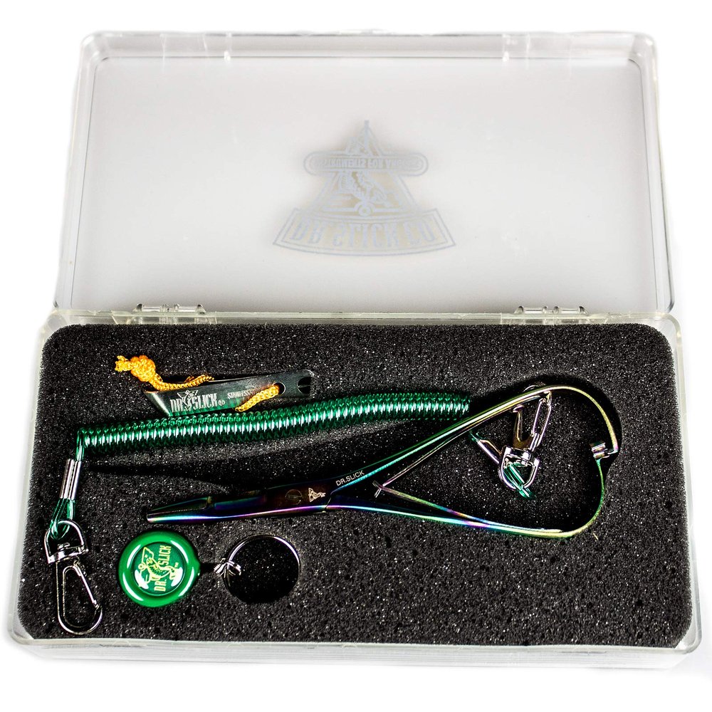 Dr. Slick Nipper Reel & Prism Mitten Scissor Clamp in Fly Box 5 1/2 inch Lrg Fly Box